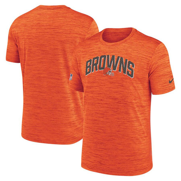 Men's Cleveland Browns Orange Sideline Velocity Stack Performance T-Shirt - Click Image to Close